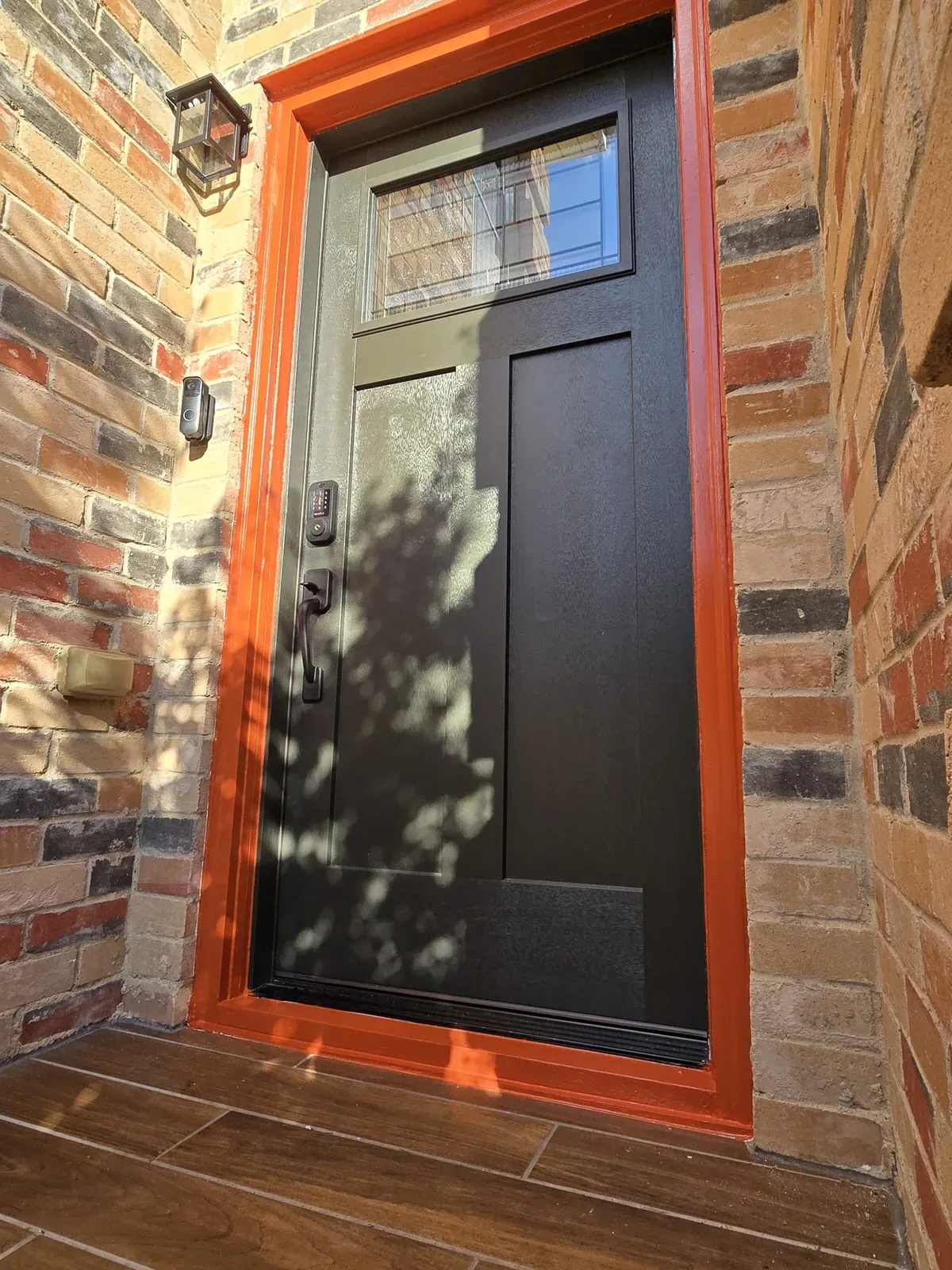 Exterior door install with painted trim