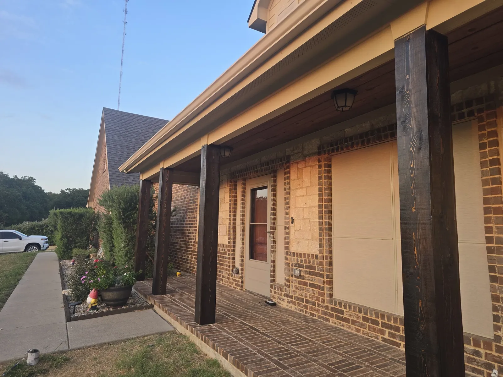 Patio refresh — cedar post wraps
